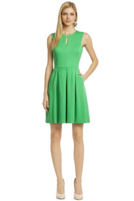 Polyester/Ponte Keyhole Sleeveless Full-Skirt  Dress