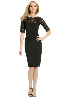 Bateau Neck Cotton/Elastane/Polyester/Rayon/Silk/Wool Draped  Lace  Dress With a Bow(s)