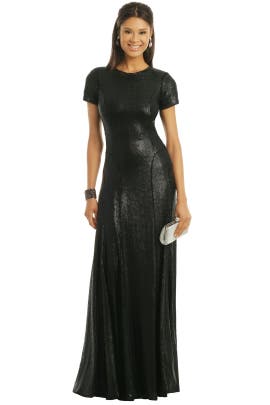 Elastane/Polyamide Fitted Open-Back Sequined Cap Sleeves  Dress
