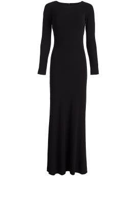 Jersey/Viscose Full-Skirt Open-Back Cutout Long Sleeves  Dress