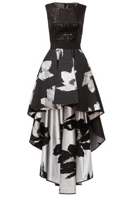 Sleeveless Floral Print Mesh Sequined Cotton/Polyester  Dress