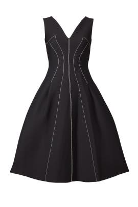V-neck Sleeveless Full-Skirt Silk/Wool  Dress