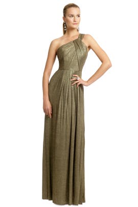 Elastane/Metallic/Polyamide/Polyester/Viscose/Knit Pleated One Shoulder  Dress