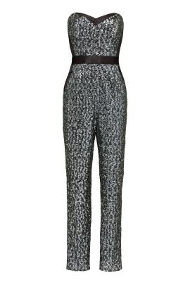 Sleeveless Mesh Sequined Polyester Corset   Waistline Sweetheart Jumpsuit 