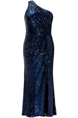 Nylon Fitted Mesh Sequined Slit One Shoulder Sleeveless  Dress