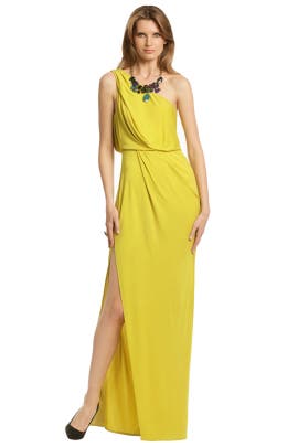 Jersey/Polyester One Shoulder Sleeveless Slit  Dress