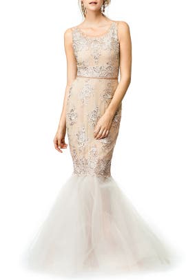 Sleeveless Scoop Neck Fitted Lace Nylon/Polyester/Rayon/Tulle Mermaid  Dress