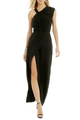 Silk Cap Sleeves Open-Back Slit Asymmetric  Dress