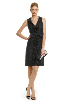 V-neck   Silk/Wool  Dress With a Bow(s) and Ruffles