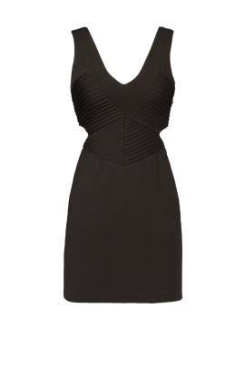 V-neck Nylon/Ponte/Rayon/Spandex Sleeveless Cutout  Dress