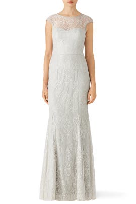 Mermaid Belted Lace Cap Sleeves Nylon/Rayon  Dress With a Ribbon 