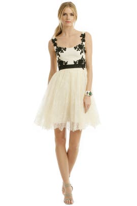 Full-Skirt Square Neck Nylon/Tulle Sleeveless Lace  Dress