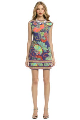 Floral Print Shift Jersey/Polyester/Spandex Cap Sleeves Bateau Neck  Dress