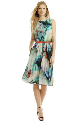 Sleeveless Chiffon/Leather/Silk Belted General Print Full-Skirt  Dress