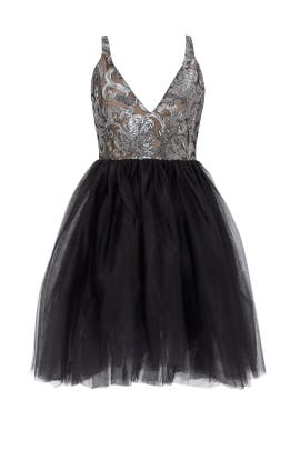 V-neck Sleeveless Polyester/Tulle Full-Skirt  Dress