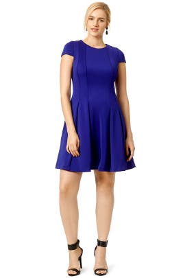 Full-Skirt Cap Sleeves Polyester/Spandex  Dress