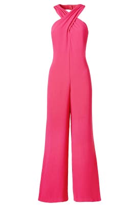 Crepe/Polyester Open-Back Sleeveless Jumpsuit 