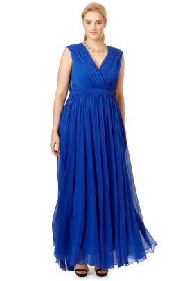 V-neck Slit Full-Skirt Sleeveless Chiffon/Polyester  Dress