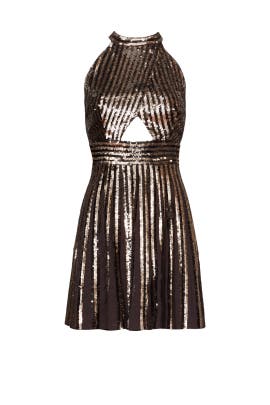 Viscose Full-Skirt Cutout Open-Back Sequined Mesh Sleeveless  Dress