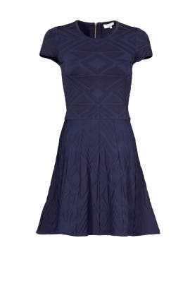 Polyamide/Polyester/Knit Full-Skirt Short Sleeves  Dress