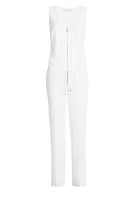 V-neck Sleeveless Crepe/Polyester Jumpsuit 