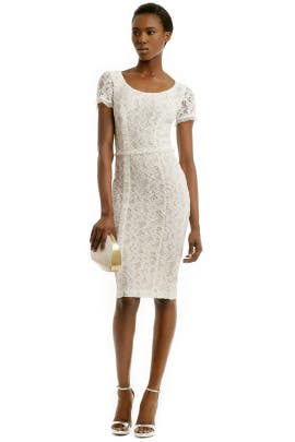 Cotton/Crepe/Nylon/Spandex Short Sleeves Lace Fitted  Dress