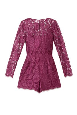 Sheer Illusion Lace Nylon Long Sleeves Romper 