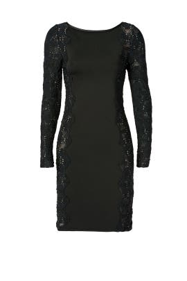 Bateau Neck Elastane/Polyamide/Viscose Long Sleeves Lace Slit  Dress