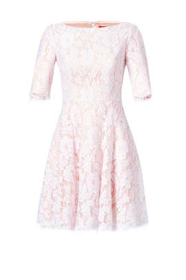 Cotton/Nylon/Rayon Full-Skirt 3/4 Sleeves Bateau Neck Lace  Dress