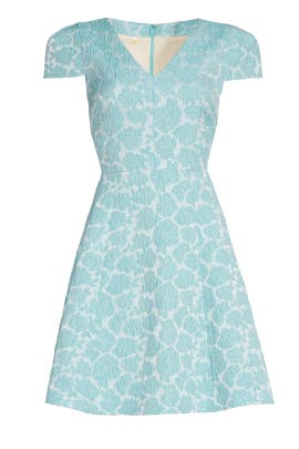 V-neck Cap Sleeves Polyamide/Polyester Full-Skirt Jacquard  Dress