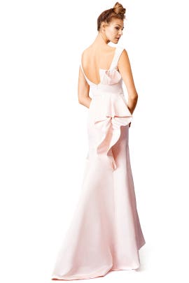 Sleeveless Faille/Silk Mermaid Scoop Neck High-Low-Hem  Dress