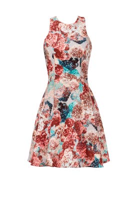 Open-Back Lace-Up Sleeveless General Print Polyester Full-Skirt  Dress