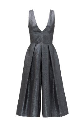 V-neck Jacquard Acetate/Cotton/Polyester/Silk Sleeveless Jumpsuit 