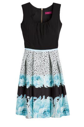 Floral Print Full-Skirt Chiffon/Polyester/Silk Sleeveless Scoop Neck  Dress