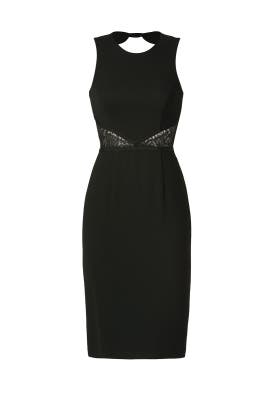 Keyhole Lace Open-Back Crepe/Polyester/Viscose/Wool Sleeveless  Dress