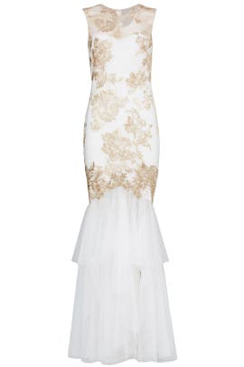 Embroidered Lace Sleeveless Mermaid Nylon/Tulle  Dress