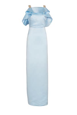 Full-Skirt Bateau Neck Open-Back Sleeveless Cotton/Faille/Silk  Dress