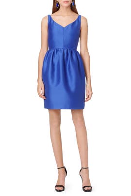 V-neck Cotton/Faille/Polyester Full-Skirt Sleeveless  Dress