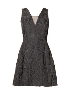 V-neck Full-Skirt Nylon/Polyester Jacquard Illusion  Dress