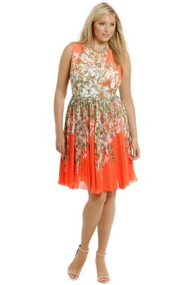 Floral Print Sleeveless Chiffon/Polyester Pleated  Dress