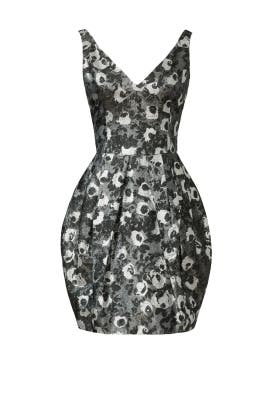 V-neck Bubble Dress Full-Skirt Jacquard Sleeveless Polyester/Silk Floral Print  Dress