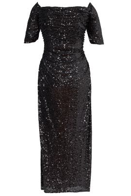 Off the Shoulder Nylon Sequined Ruched  Dress