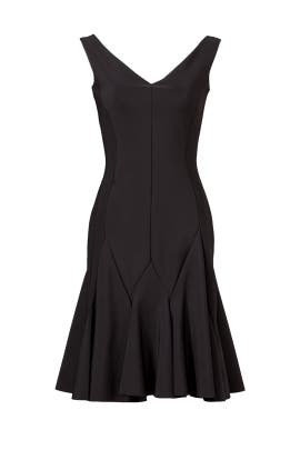 V-neck Ponte Sleeveless Full-Skirt  Dress