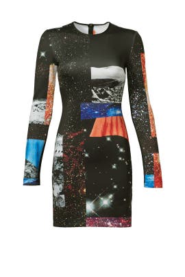 General Print Polyester/Spandex/Scuba/Knit Long Sleeves  Dress