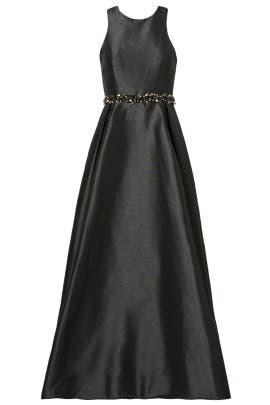 Full-Skirt Sleeveless Beaded Faille/Polyester  Dress