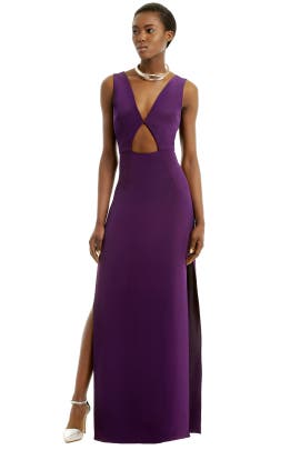 V-neck Sleeveless Slit Cutout Sheath Crepe/Silk  Dress