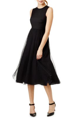 Scoop Neck Polka Dot Print Full-Skirt Sleeveless Polyester/Tulle  Dress