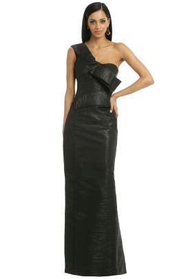 One Shoulder Sleeveless Cotton/Faille/Polyester/Silk Slit  Dress