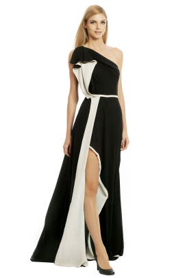 One Shoulder Sleeveless Crepe/Polyester  Slit  Dress With Ruffles
