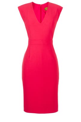 V-neck Sleeveless Crepe/Rayon/Spandex Fitted  Dress